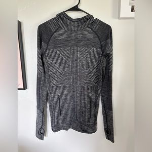 Lululemon Pull Over With Hoodie, Grey/white, Pre-owned, Great Condition